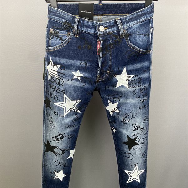 

dsquad2 jeans men's luxury designer denim jeans perforated pants dsquare jeans casual fashion trendy pants dsquad2 men's clothing, Blue