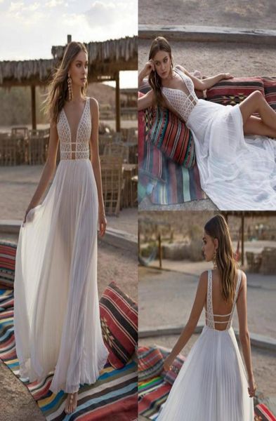 

asaf dadush beach wedding dresses 2019 deep v neck lace backless boho wedding dress bridal gowns custom made2768173, White