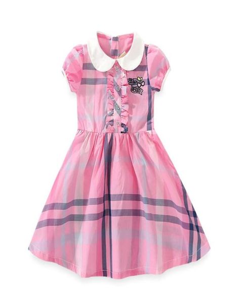

retailwhole girls korea short sleeve lapel plaid princess dress kids fashion ruffle cotton dresses children designer boutique3753932, Red;yellow