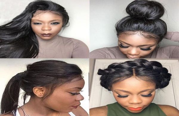 

natural color silk straight pre plucked with baby hair brazilian full lace human hair wig for women5712832, Black;brown