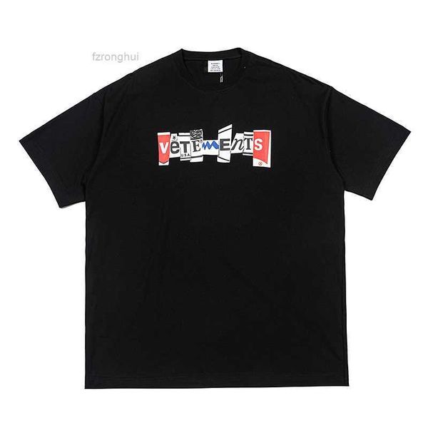 

high edition 2023 summer new vite cute veements patchwork letter printing men's and women's short sleeve t-shirt 1 vre0, White;black