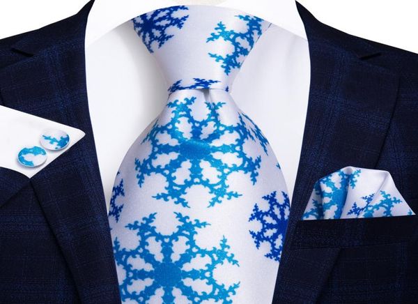 

fast silk necktie xue hua piao piao white snow pattern tie hanky cufflinks set for men wedding party tie set n30942669199, Black;blue