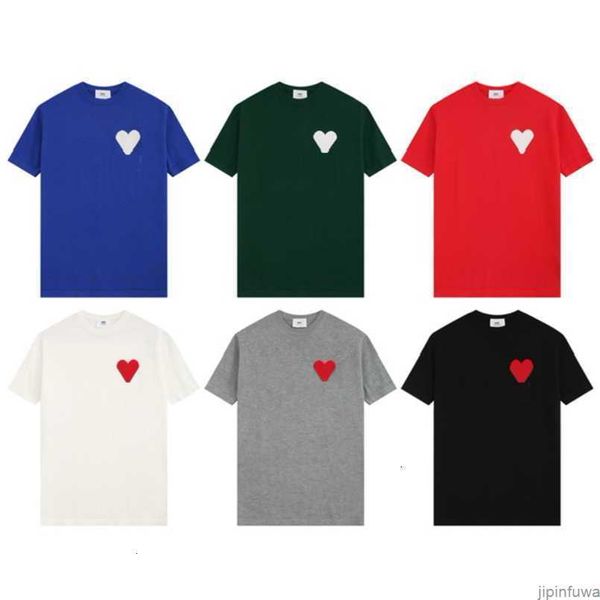 

2023 mens designers amis t shirt love embroidery paris fashion street casual tees round neck cotton short sleeves t-shirts, White;black