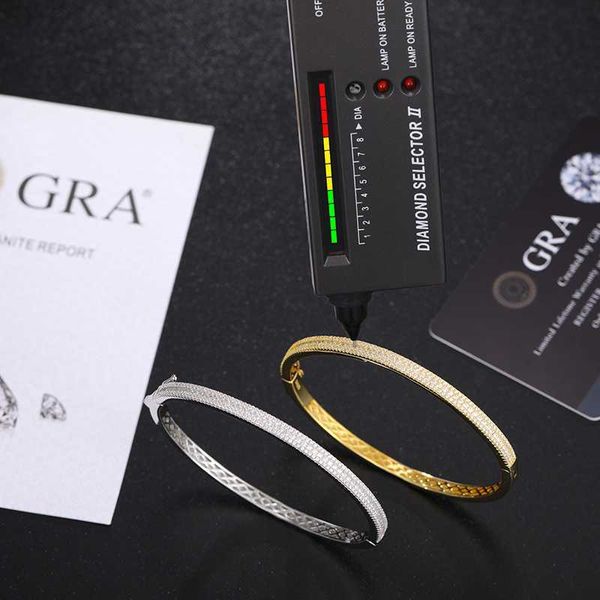 

fashion famous brand 925 sterling sier vvs moissanite iced out screwdriver screw lover brand bangle bracelet for men women, Silver