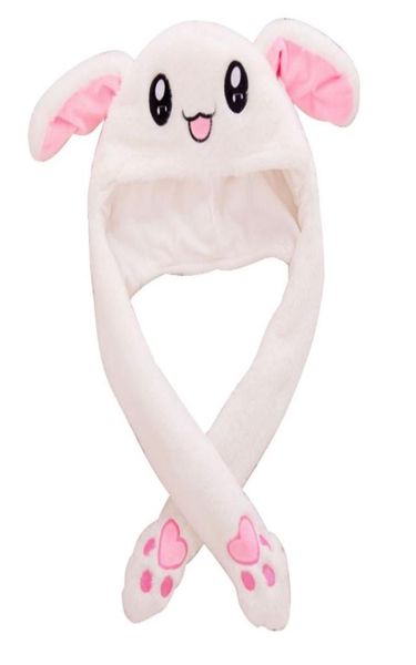 

three colors plush airbag caps cute sweet animal rabbit hats with moving ears bunny hat for women child 15 5my bb6019594