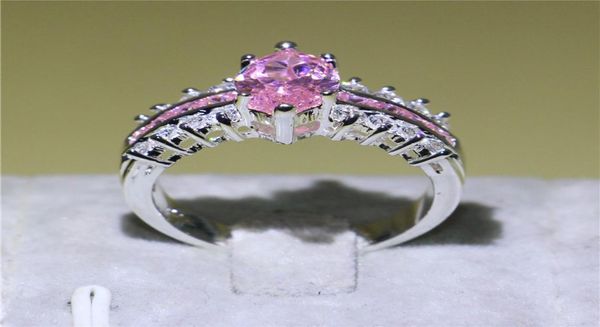 

brand marquise cut pink sapphire jewelry white gold filled wedding engagement band ring for women bride exquisite gift size 5107511784, Slivery;golden
