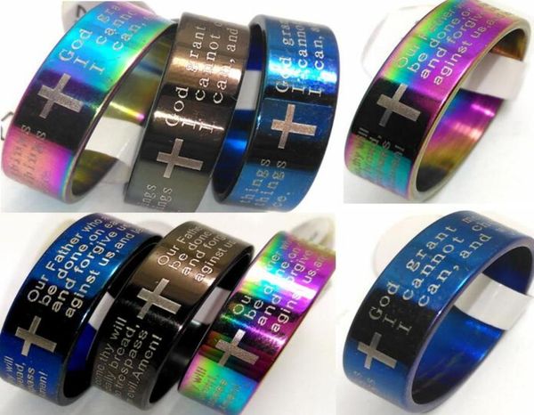

bulk lots 100pcs mix lords prayer rings and serenity prayer prayer rings jesus cross band wedding rings whole xmas fashion jew71654549327, Silver