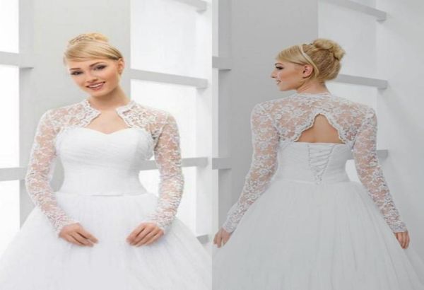 

lace bridal jackets wedding boleros white ivory long sleeve short bridal shawl wraps for wedding dress evening party2505059