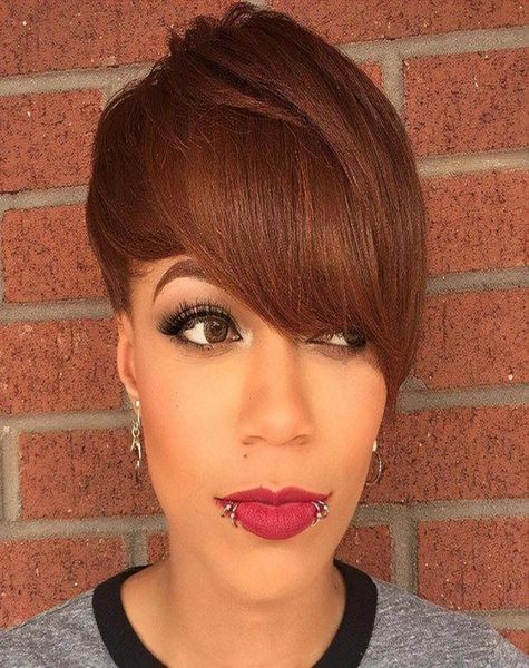 

whole black women brazilian straight none lace wigs adjustable pre plucked machine made human hair glueless wigs6800693, Black;brown
