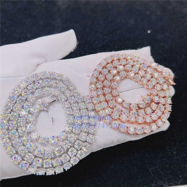 

selling moissanite chain 925 sterling silver 5mm white gold color d vvs moissanite tennis chain necklace