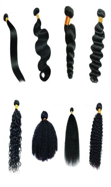

9a 100 human hair bundles peruvian soft body straight loose wave hair 1 piece only 828 inches natural color non remy hair extens4891561, Black
