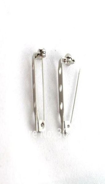 

300pcs 3holes brooch pin back bar findings 28x5mm 204400126851454, Silver