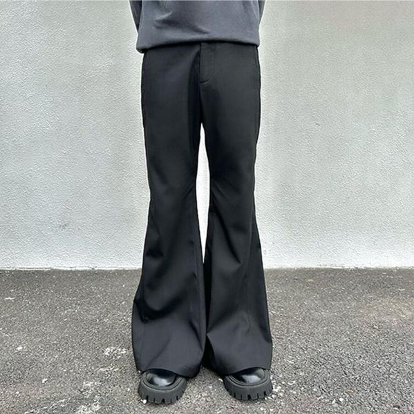 

straight wool cotton embroidery black flare pants men's hip hop wide leg baggy casual cargos loose trousers, Black;brown
