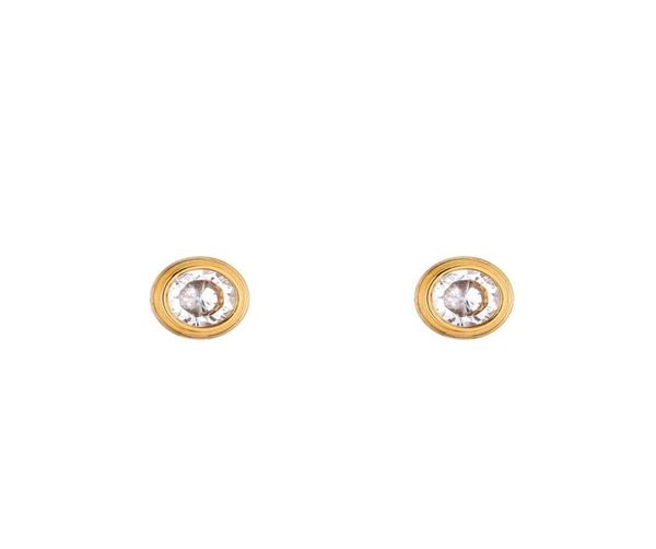 

luxury design cute stud love damour earrings for women girls ladies cubic zirconia paved brand jewelry7690737, Golden;silver