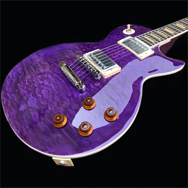 

chinese electric guitar flame maple purple standard color 6-string high quality