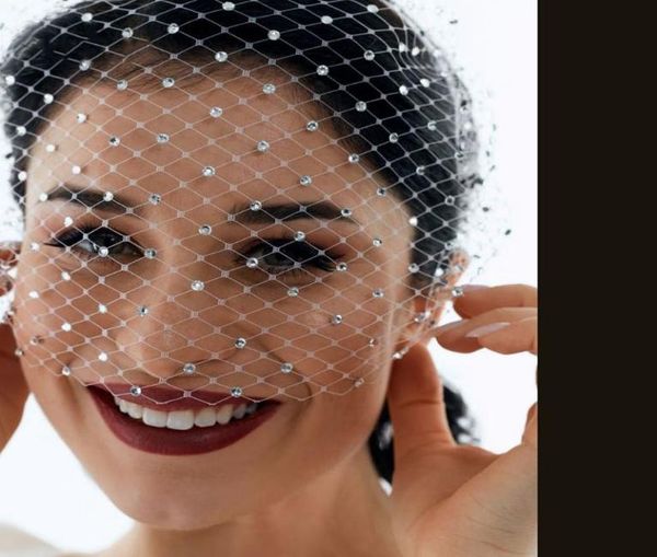 

bridal veils white headband veil for shiny rhinestone birdcage woman wedding hair accessories charming fascinators1554505, Black