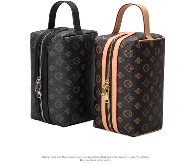 

2020 portable design and simple male capacity large cosmetic female case bags printing cylinder bag bags makeup new portable stora2410186, White