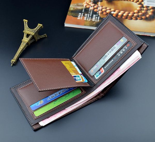 

men short organizer wallet solid color hasp mini wallets mens bags whole credit card genuine leather black red pink brown gree9275609, Red;black