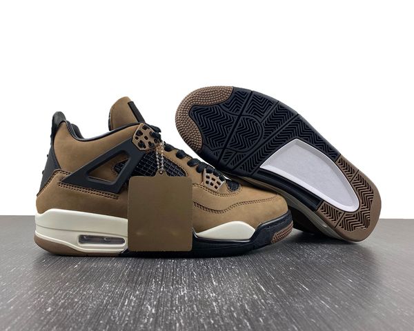 

travis s x jumpman 4 retro brown basketball shoes 4s brown black beige outdoor running trainers sports sneakers with box