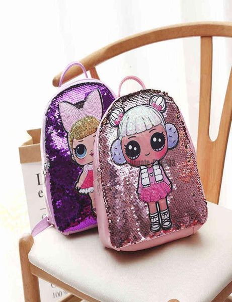 

lol backpack cartoon sequins teenagers anime kids student school bag travel bling rucksack bags for kid and adult2217381, Black