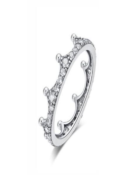 

new original 100 925 sterling silver ring enchanted crown stackable rings vintage clear cz tiara rose gold for women jewelry1220454
