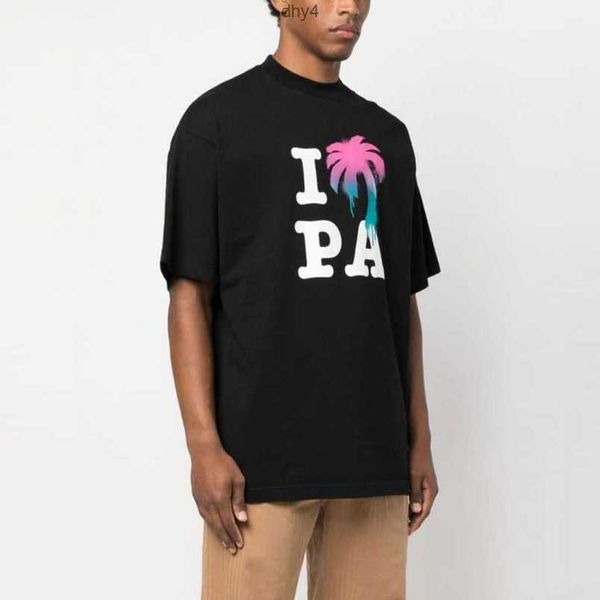 

2023ssdesigner fashion clothing pa tees tshirts round neck printed short sleeved t-shirt angles palmes angels men women loose couple trend d, White;black