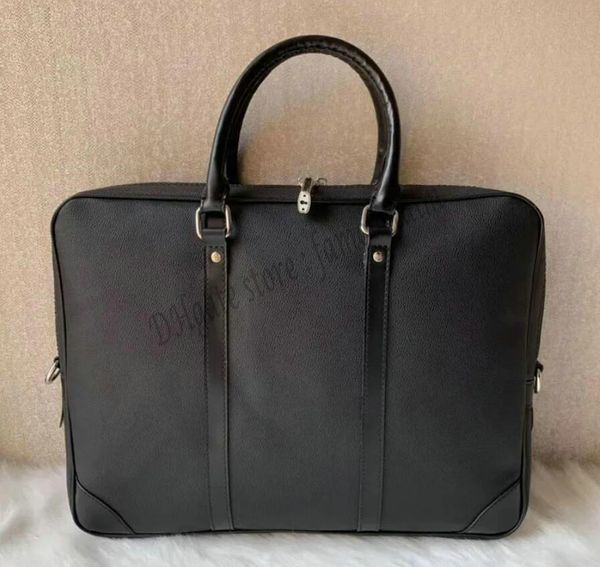

brand men shoulder briefcase black brown leather designer handbag business mens lapbag messenger bag 3 color