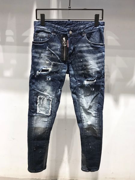 

dsquad2 jeans men's luxury designer denim jeans perforated pants dsquare jeans casual fashion trendy pants dsquad2 men's clothing, Blue