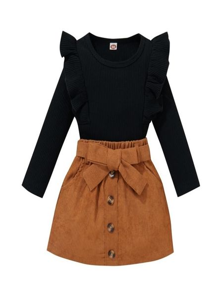 

clothing sets kids infant baby girls skirt set long sleeve crew neck with elastic waist casual daily outfit 9m4t 2210193515506, White