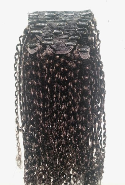 

new arrive curl human virgin brazilian hair weft clip in human hair extensions unprocessed natural black color with lace cloth ful8131905