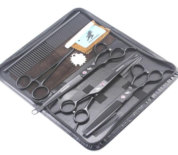 

left hand lander 70 inch black lacquer cuttingthinning scissors kit with leather case comb lacquer2174978