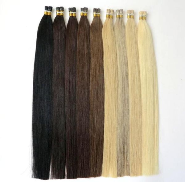 

lasting 2years brazilian hair keratin i tip hair full cuticle remy indan peruvian malaysian prebonded human hair extensions9494789, Black