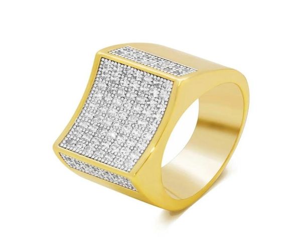 

hip hop diamonds cluster ring for men gold rings full diamond real gold plated luxury designer jewelry gifts for bf gift box packa1654356, Golden;silver