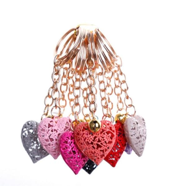 

random hollow romantic heart bell jewelry keychain women key holder chain bag pendant charm2773138, Silver