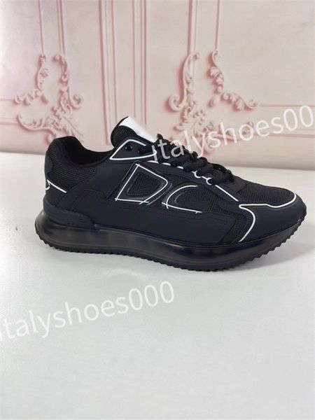 

new luxury designer sneakers calfskin casual shoes reflective shoes leather trainers all-match stylist sneaker leisure shoes, Black