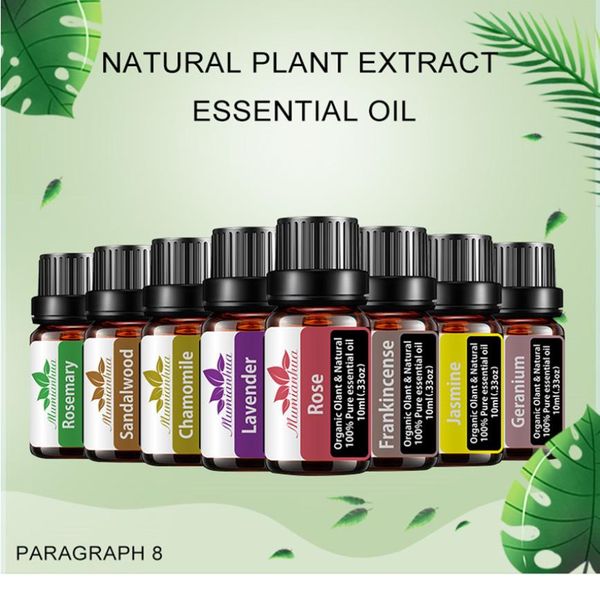 

8pcs set skin care aromatherapy essential oil 8 kind 10ml fragrance aromatherapy oil natural spa oil pack1209178