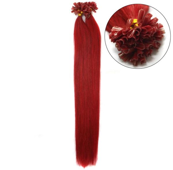 

whole 300spack 05gs 14039039 24quot keratin stick u tip human hair extensions brazilian hair red dhl fast shippi1364165, Black