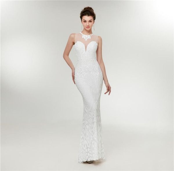 

sequins mermaid evening dresses sheer white formal gowns sleeveless jewel c0017 prom dresses appliques wedding guest gowns7221569, Red