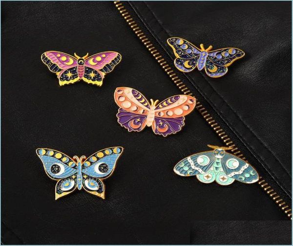 

pins brooches witch butterfly enamel pins custom moon phase moth brooches lapel badges punk gothic insect jewelry gift fo jewelsho1256289, Gray