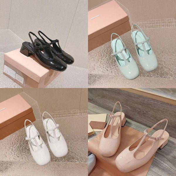 

2023 luxury designer square head mary jane sandals womens fashion 100% leather french vintage low buckle sandal ladys lace-up thick heels br, Black