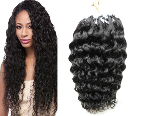 

brazilian virgin hair micro loop human hair extensions 1g 100g deep wave 7a micro loop brazilian extensions6160235, Black