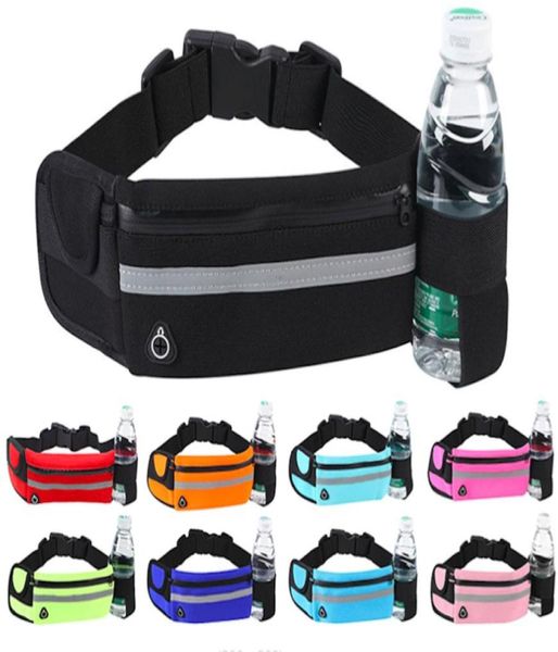 

multifunctional earphone hole pockets running easy taken bottles safe reflective tape multi color waist pack outdoor bags7940070
