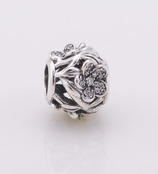 

100 925 sterling silver openwork floral bead with paveset cubic zirconia fits european jewelry charm bracelets9902978, Black
