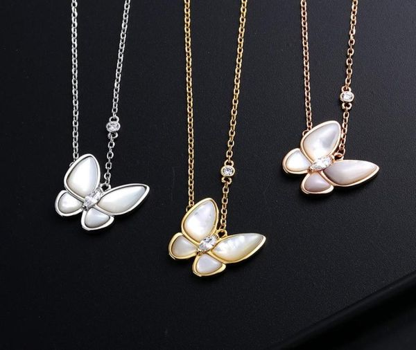 

butterfly white shell pendant necklace female silver luxurious design 18k gold plated simple temperament clavicle chain necklaces 6171493
