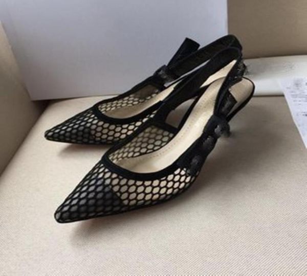 

2021 summer womens sandals bow hollow black cat heel stiletto heels7165411