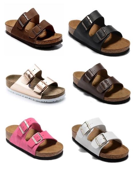 

arizona 2021 new summer beach sandals cork slippers casual double buckle clogs sandalias women men flip flops flats slippers size 6316243, Black