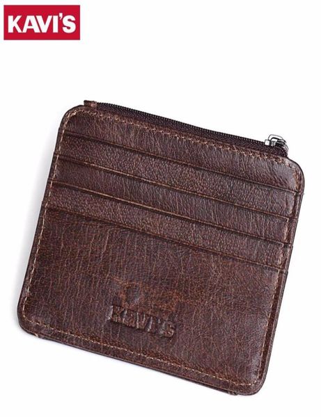 

kavis cow leather credit card wallet multifunction credit id cards holder small wallet men coin purse slim cards male mini walet8094538, Brown;gray