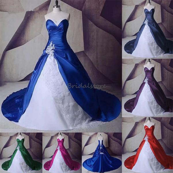 

vintage royal blue with white wedding dress 2023 elegant a line gothic lace country wedding gowns corset pleat garden bridal vestidos de nov