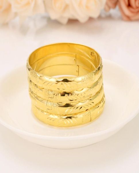 

18 k yellow gold bangle women fine solid gold gf dubai bride wedding bracelet jewelry gold charm gift 1pcs or 4pcs select5631495, Black