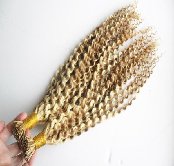 

kinky curly i tip hair pre bonded fusion hair keratin double drawn remy bonded human hair extension 200gstrands5736570, Black